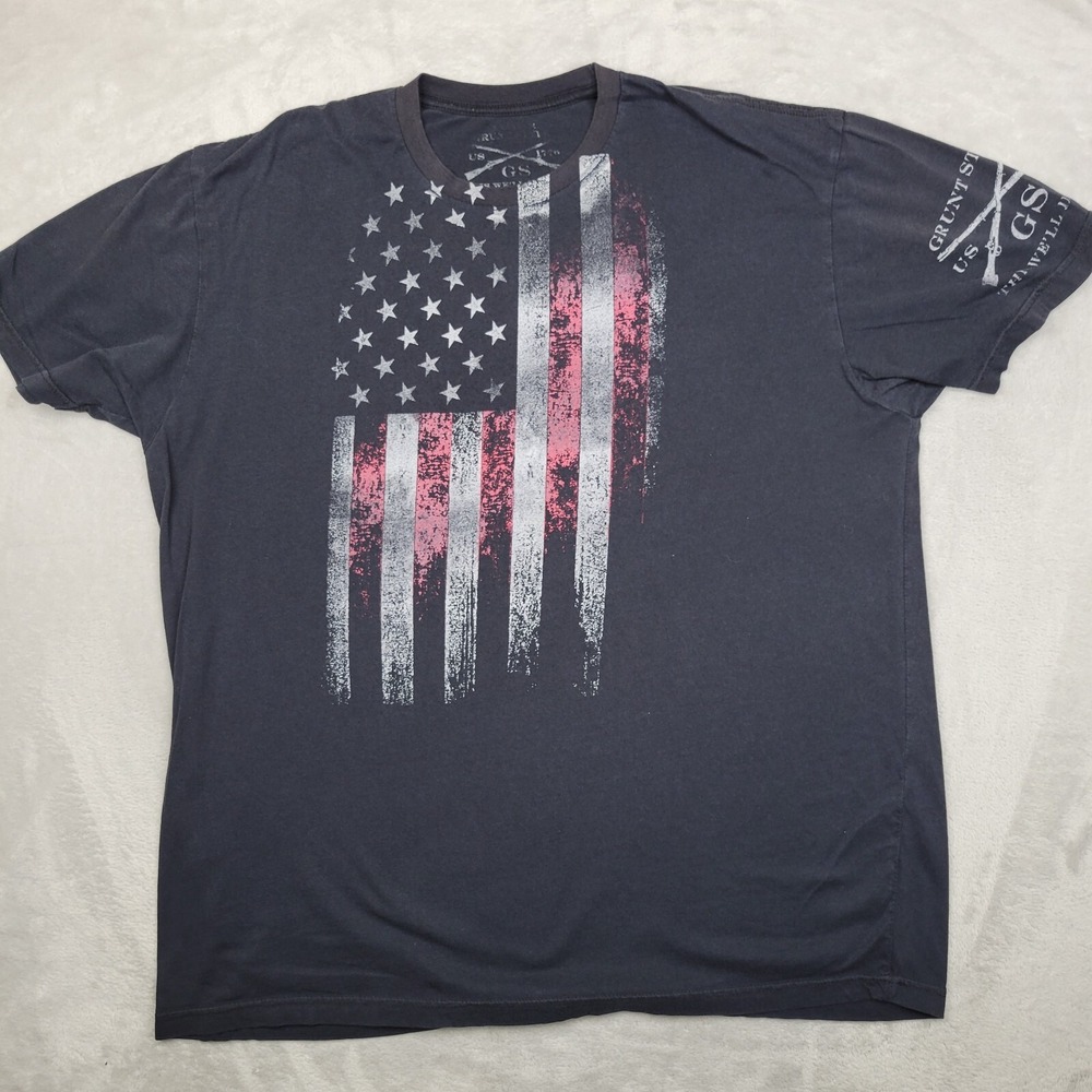 Grunt Style T Shirt Men XXL Patriot Military Tactical Veteran 2A USA Flag 049